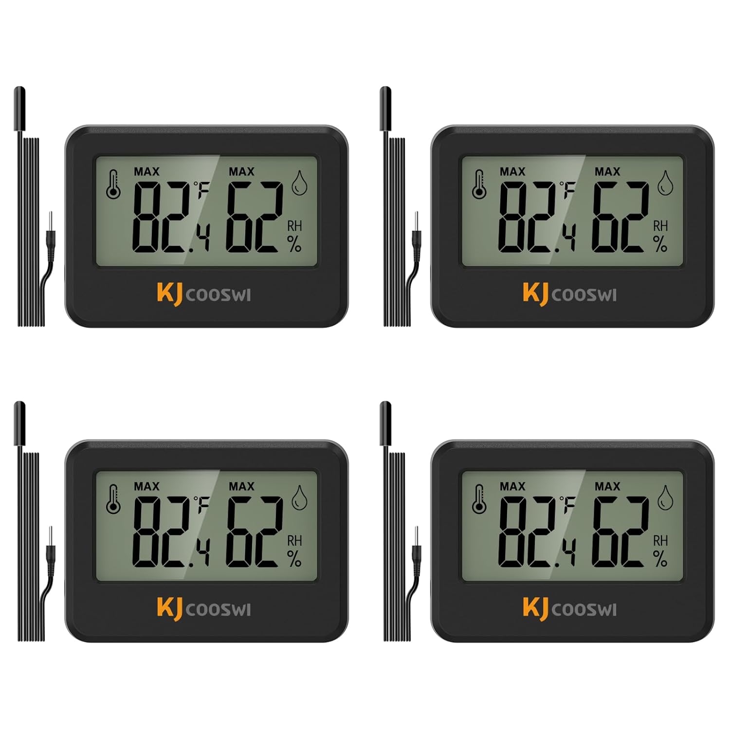 Digital Hygrometer Probe - 4-Pack Mini Digital Thermometer & Hygrometer