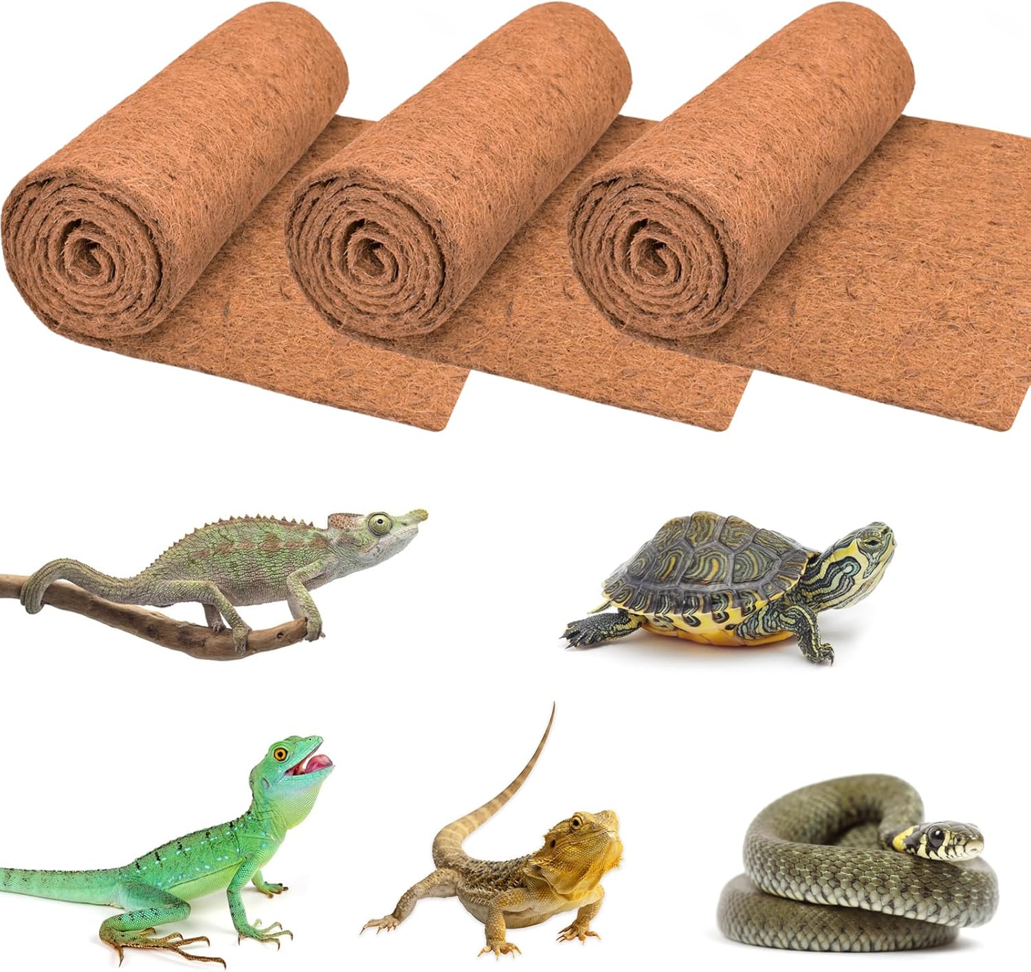 Substrate Coconut Fiber - 3 Rolls Reptile Carpet, 24x48in Natural