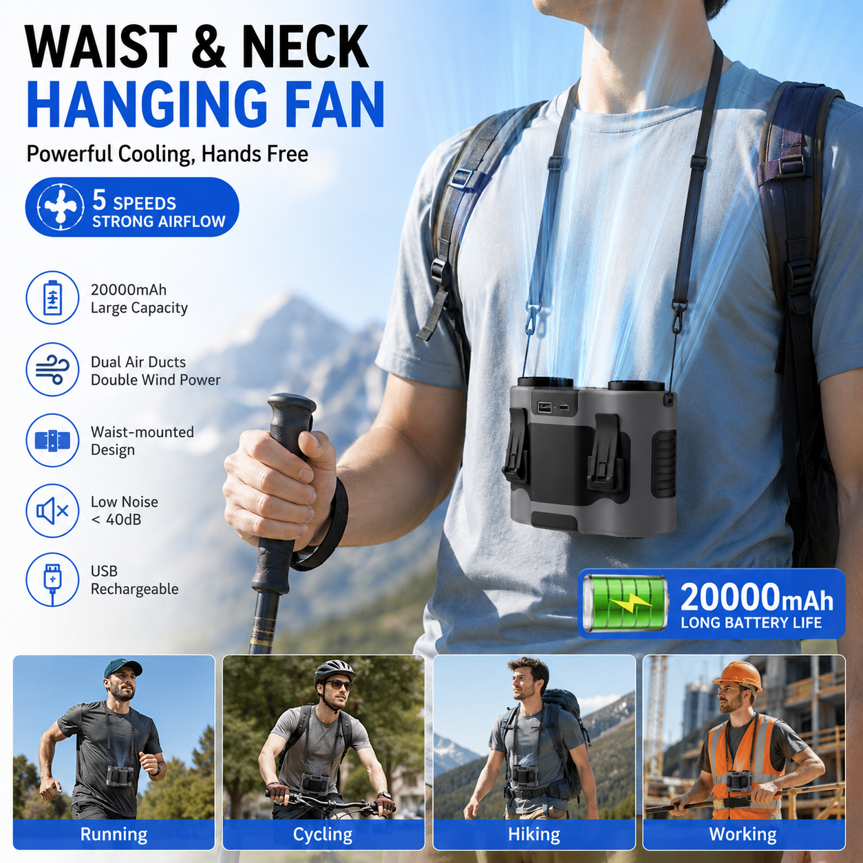 Portable Waist Clip Fan Mini U - đánh giá và giá Timer Dual Outlet