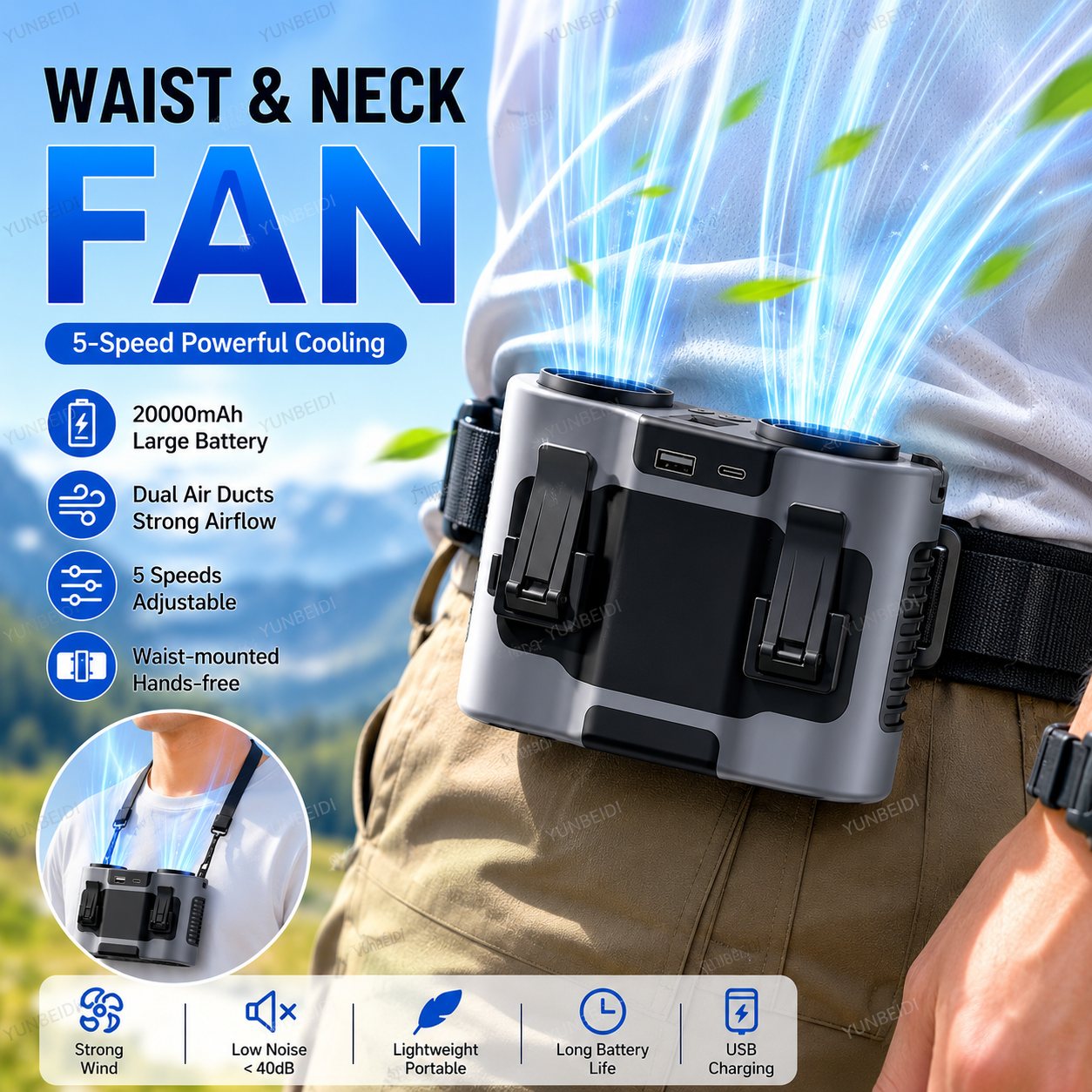 Portable Waist Clip Fan Mini U - đánh giá và giá Timer Dual Outlet