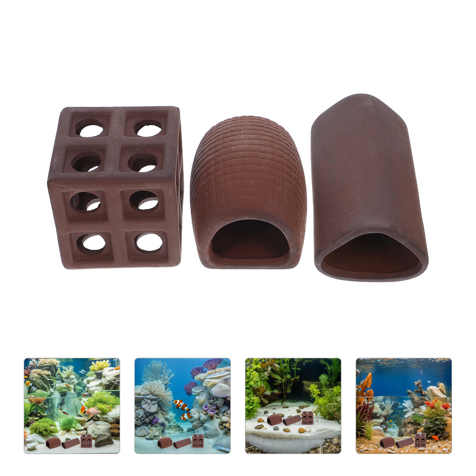 3Pcs Aquarium Decorative Rocke - đánh giá và giá Hide Cave Ceramic